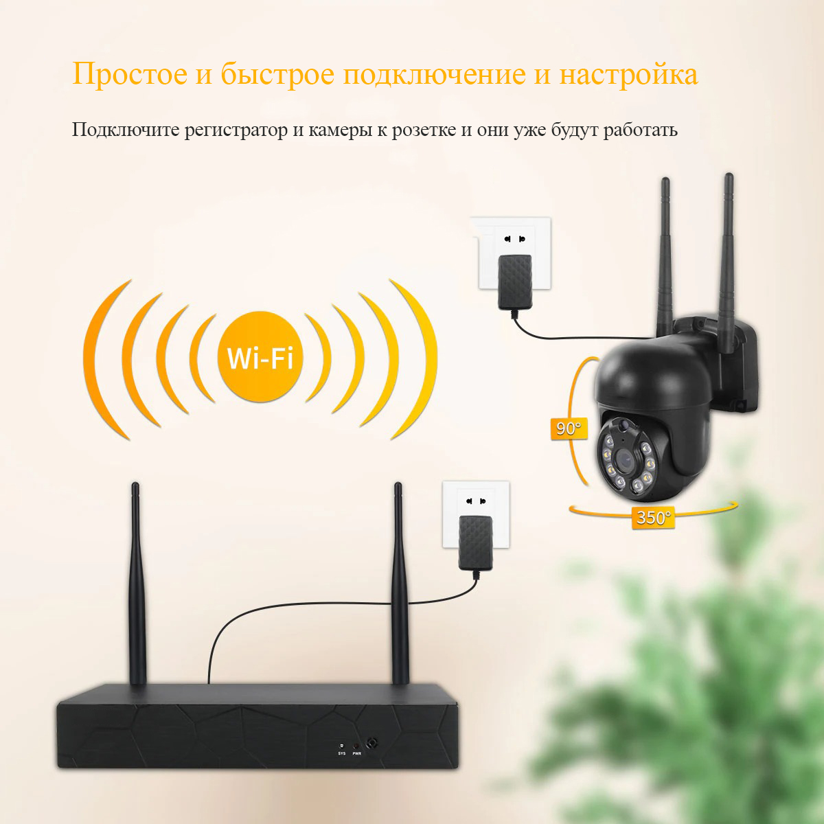 Комплект беспроводного WiFI видеонаблюдения PST-PTZ 2518F на 4 камеры